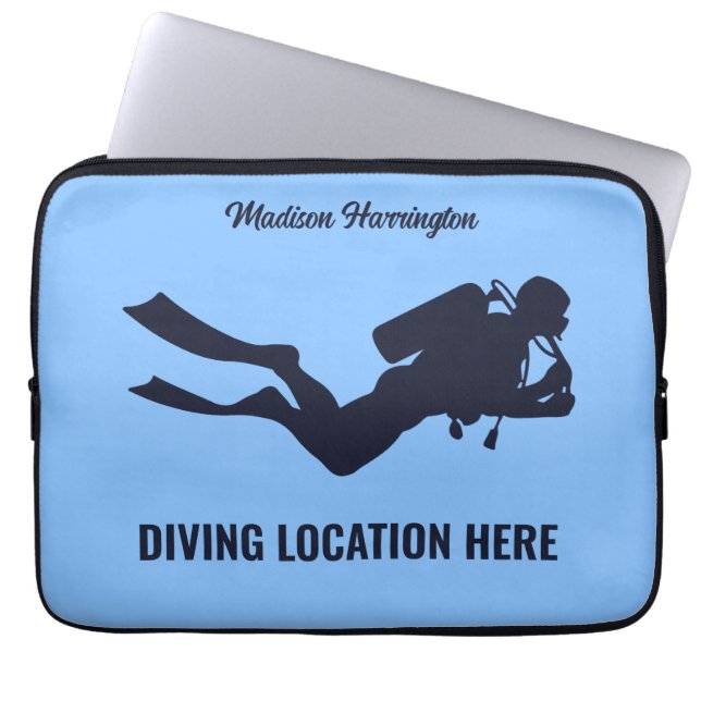 Custom Name & Text Scuba Diving Laptop Sleeve (Front)