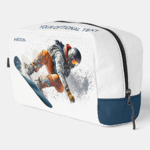 Custom Name & Text Snowboarder Illustration Dopp Kit