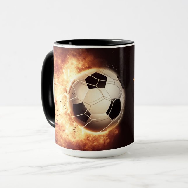 Custom name & text Soccer Goal mugs (Front Left)
