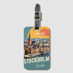 Custom Name & Text Stockholm Sweden Luggage Tag