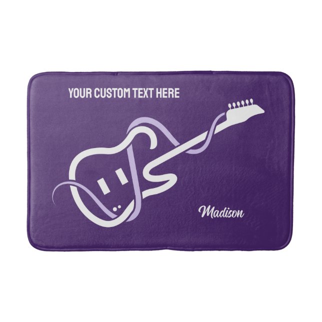 Custom Name & Text Stylised Guitar Bath Mat (Front)