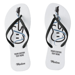 Custom Name & Text Stylised Guitar Flip Flops