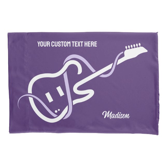 Custom Name & Text Stylised Guitar Pillowcase (Front)