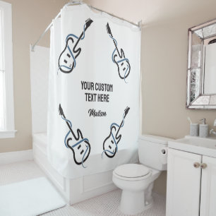 Custom Name & Text Stylised Guitar Shower Curtain