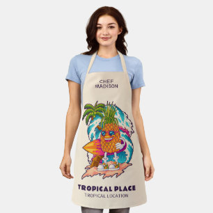 Custom Name & Text Surfing Pineapple Apron