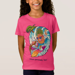 Custom Name & Text Surfing Pineapple T-Shirt
