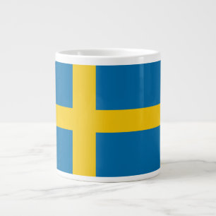 Custom Name & Text Swedish Flag Large Coffee Mug