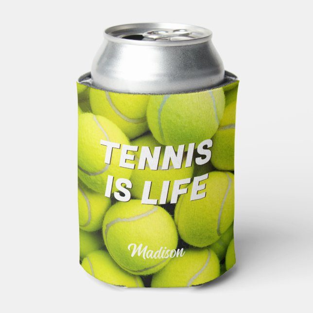 Custom Name & Text Tennis Balls Can Cooler (Can Front)