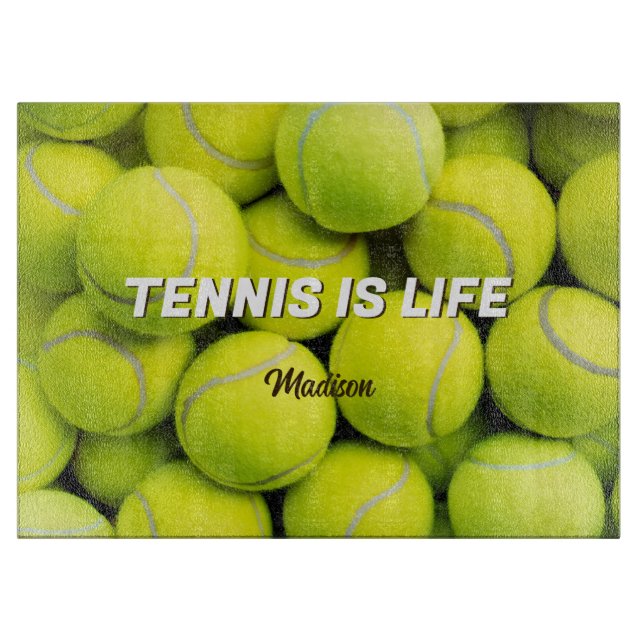 Custom Name & Text Tennis Balls Cutting Board (Front)