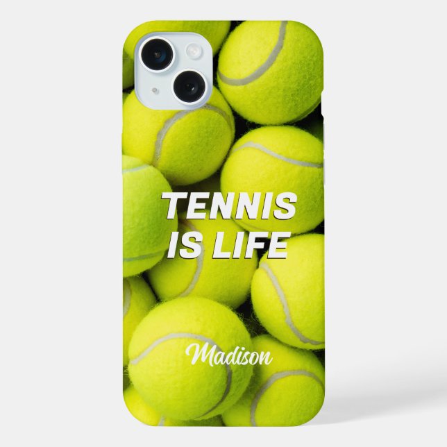 Custom Name & Text Tennis Balls iPhone Case (Back)