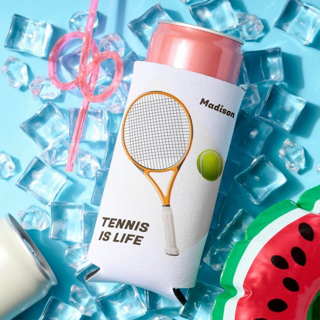Custom Name & Text Tennis Seltzer Can Cooler (In Situ Summer)