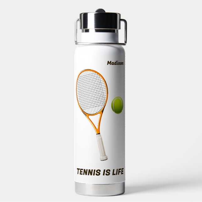Custom Name & Text Tennis Water Bottle (Back)