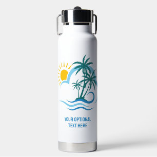 Custom Name & Text Tropical Islands Water Bottle