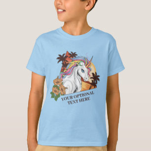 Custom Name & Text Tropical Unicorn T-Shirt