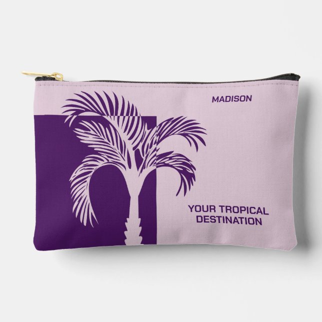 Custom Name & Text Tropical Vacation Accessory Pouch (Front)