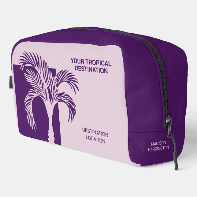 Custom Name & Text Tropical Vacation Dopp Kit (Right Corner)