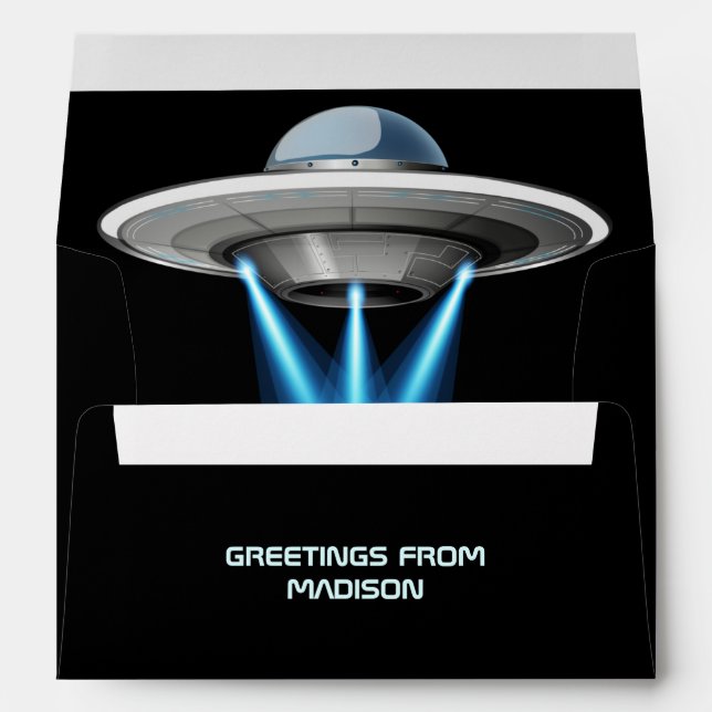 Custom name & text UFO Spaceship Envelope (Back (Bottom))