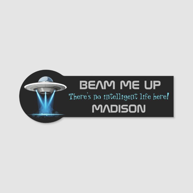 Custom name & text UFO Spaceship Name Tag (Front)