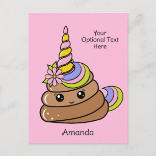 Custom Name & Text Unicorn Poop Postcard