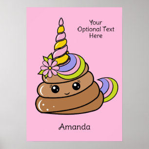 Custom Name & Text Unicorn Poop Poster