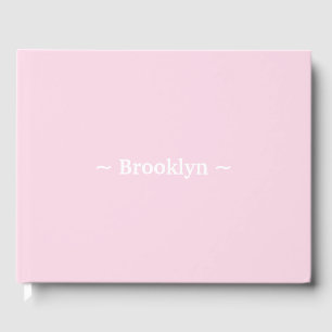 Custom name text white light pink elegant guest book