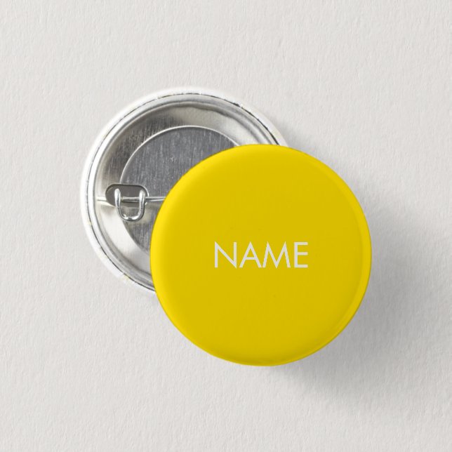 Custom name text yellow minimalist pin button (Front & Back)