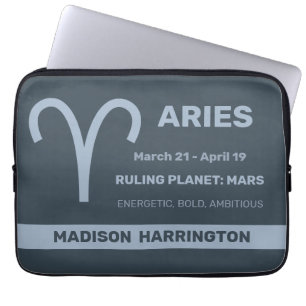 Custom Name / Text Zodiac Sign Aries Laptop Sleeve