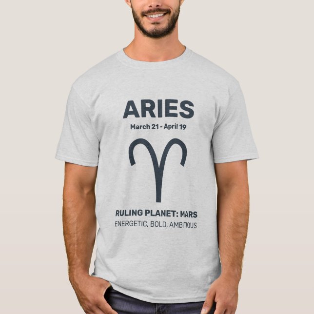 Custom Name / Text Zodiac Sign Aries T-Shirt (Front)