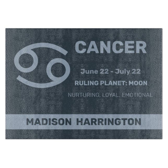 Custom Name / Text Zodiac Sign Cancer Cutting Board (Front)