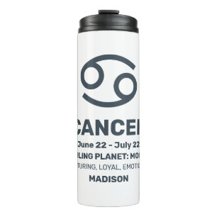 Custom Name / Text Zodiac Sign Cancer Thermal Tumbler