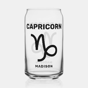 Custom Name / Text Zodiac Sign Capricorn Can Glass