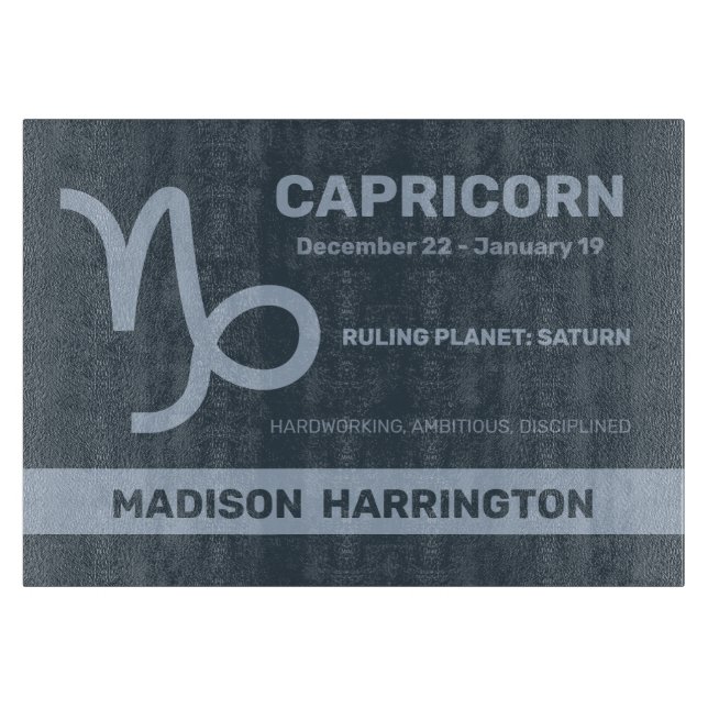 Custom Name / Text Zodiac Sign Capricorn Cutting Board (Front)
