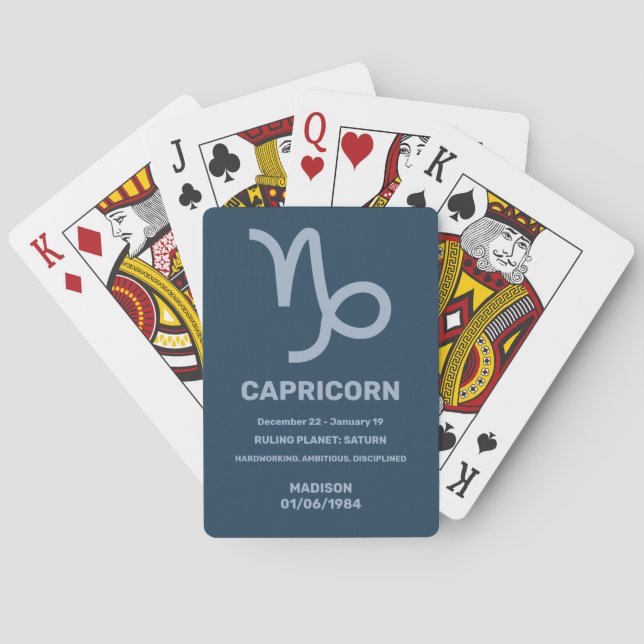 Custom Name / Text Zodiac Sign Capricorn Playing Cards (Back)