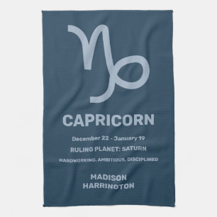 Custom Name / Text Zodiac Sign Capricorn Tea Towel