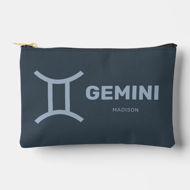 Custom Name / Text Zodiac Sign Gemini Accessory Pouch (Front)
