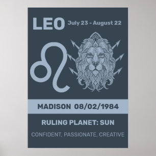 Custom Name / Text Zodiac Sign Leo