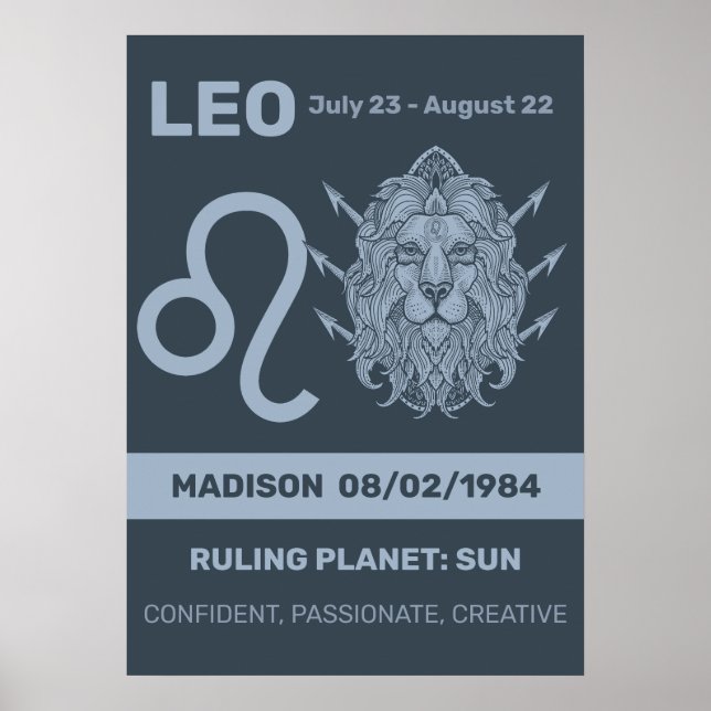 Custom Name / Text Zodiac Sign Leo (Front)