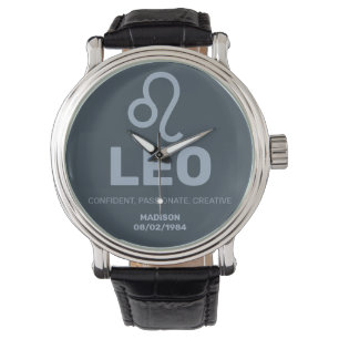 Custom Name / Text Zodiac Sign Leo Watch