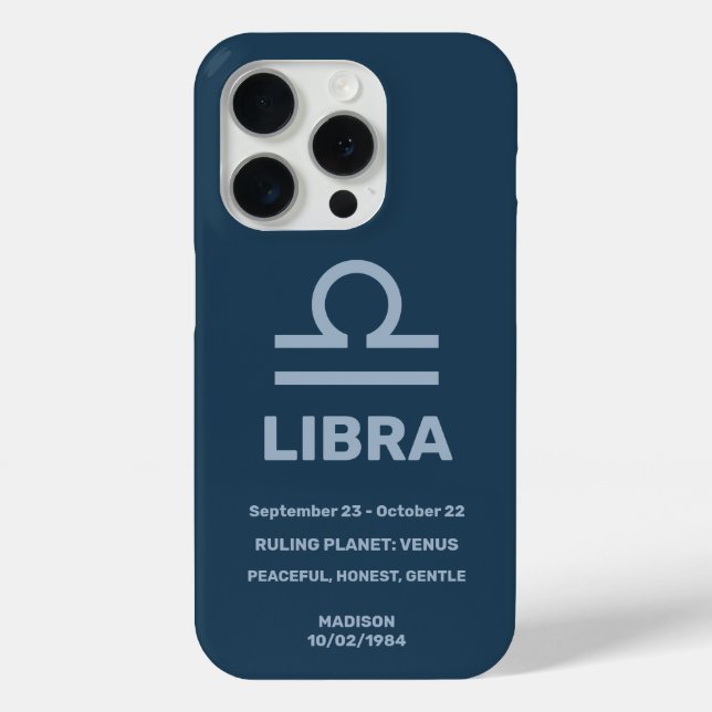 Custom Name / Text Zodiac Sign Libra Case-Mate iPhone Case (Back)