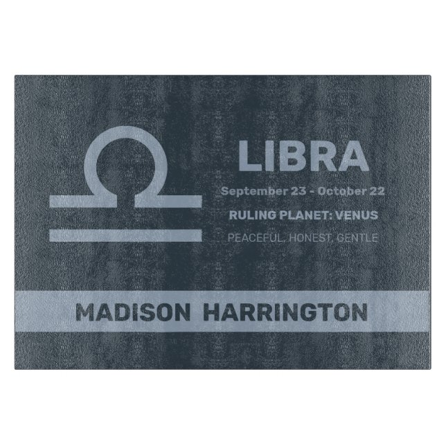 Custom Name / Text Zodiac Sign Libra Cutting Board (Front)