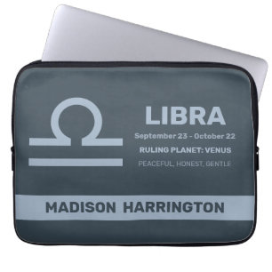 Custom Name / Text Zodiac Sign Libra Laptop Sleeve