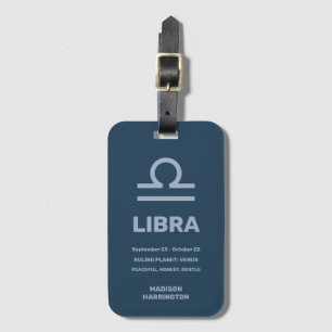 Custom Name / Text Zodiac Sign Libra Luggage Tag