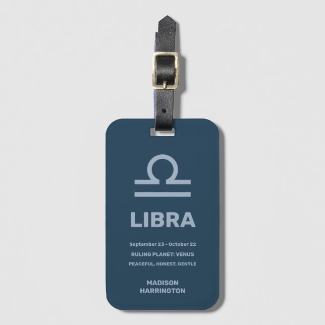 Custom Name / Text Zodiac Sign Libra Luggage Tag (Front Vertical)