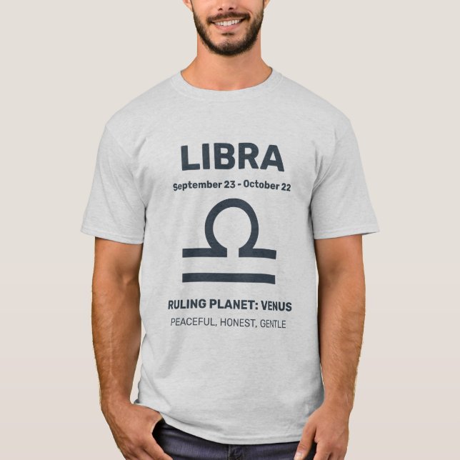Custom Name / Text Zodiac Sign Libra T-Shirt (Front)