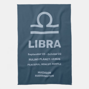 Custom Name / Text Zodiac Sign Libra Tea Towel