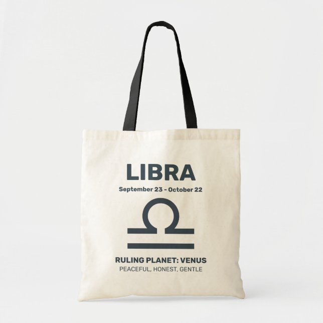 Custom Name / Text Zodiac Sign Libra Tote Bag (Front)