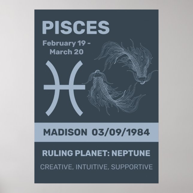 Custom Name / Text Zodiac Sign Pisces (Front)