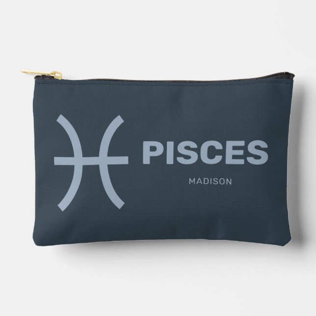 Custom Name / Text Zodiac Sign Pisces Accessory Pouch (Front)