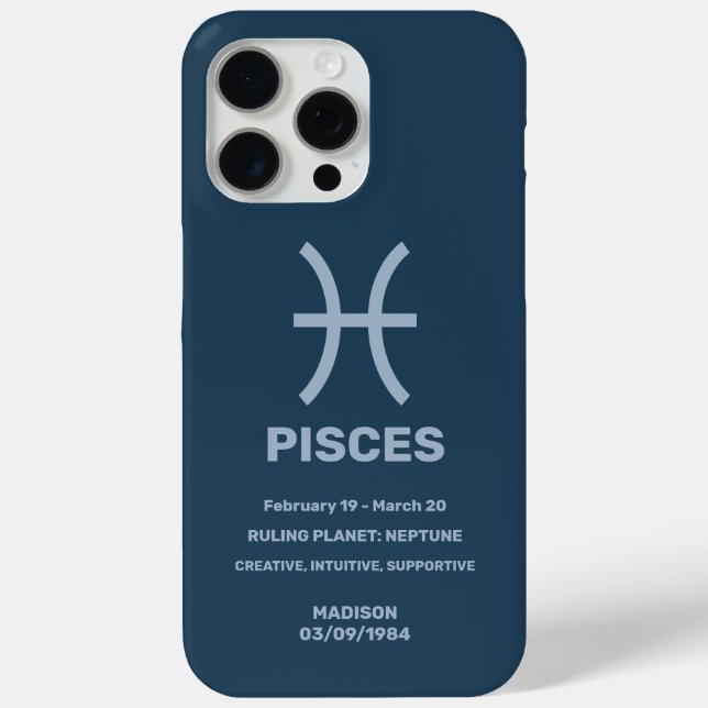 Custom Name / Text Zodiac Sign Pisces Case-Mate iPhone Case (Back)