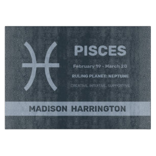 Custom Name / Text Zodiac Sign Pisces Cutting Board